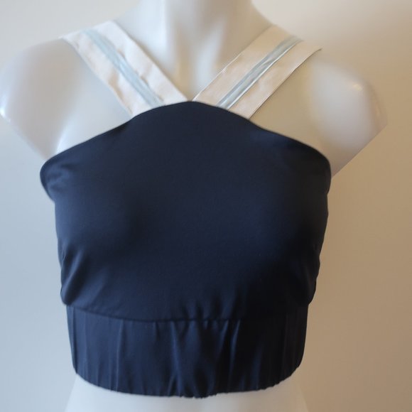 WOMENS HEROINE SPORT NAVY BLUE WHITE WHITE STRAP SPORTS BRA L * - Picture 3 of 7